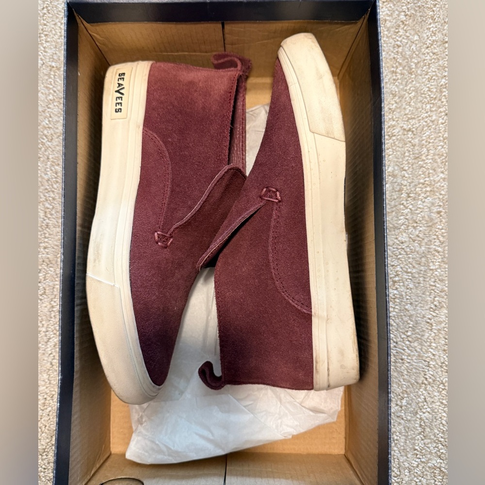 SeaVees Women's Maroon Suede Slip-On Sneakers